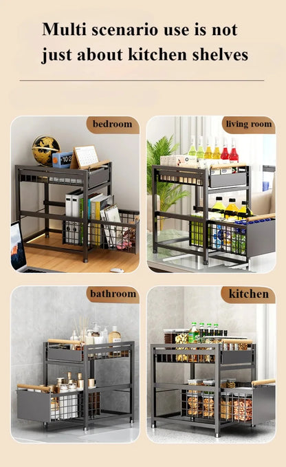 FlexiStor Carbon Steel Bathroom & Kitchen Rack